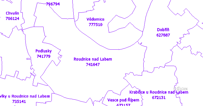 Katastrální mapa Roudnice nad Labem