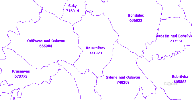 Katastrální mapa Rousměrov