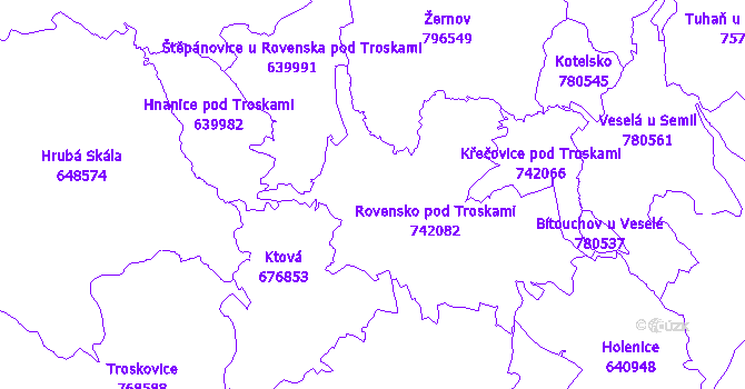 Katastrální mapa Rovensko pod Troskami
