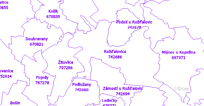 Katastrální mapa Rožďalovice
