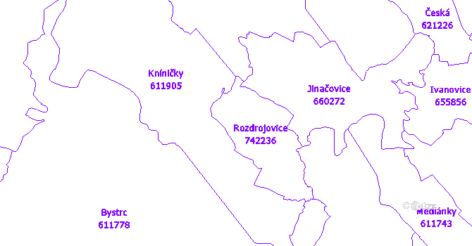 Katastrální mapa Rozdrojovice