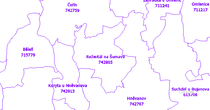 Katastrální mapa Rožmitál na Šumavě