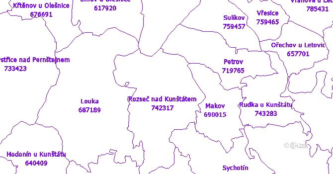 Katastrální mapa Rozseč nad Kunštátem