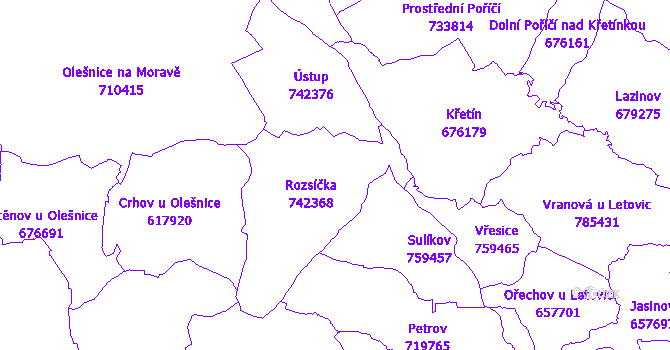 Katastrální mapa Rozsíčka