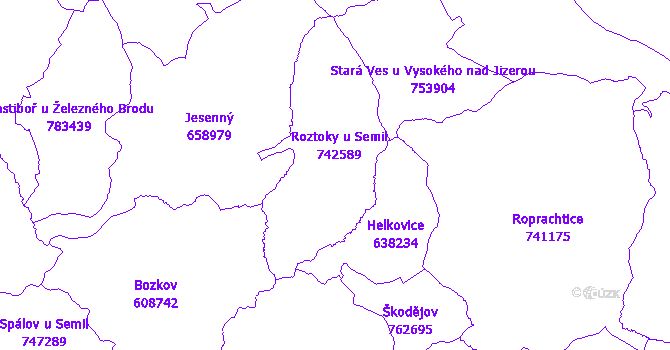 Katastrální mapa Roztoky u Semil
