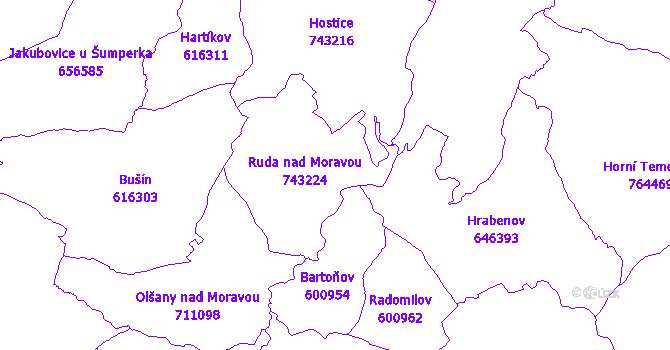 Katastrální mapa Ruda nad Moravou