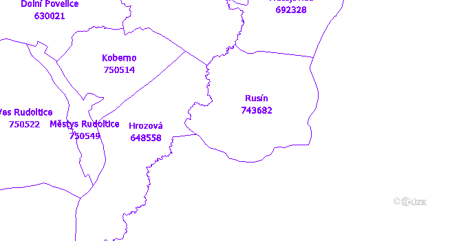 Katastrální mapa Rusín