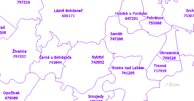 Katastrální mapa Rybitví