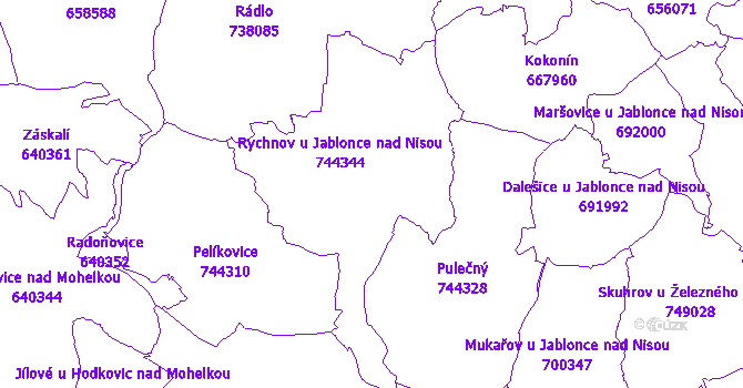 Katastrální mapa Rychnov u Jablonce nad Nisou