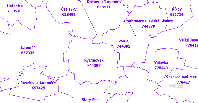 Katastrální mapa Rychnovek