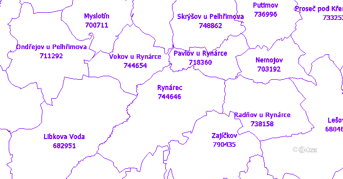 Katastrální mapa Rynárec