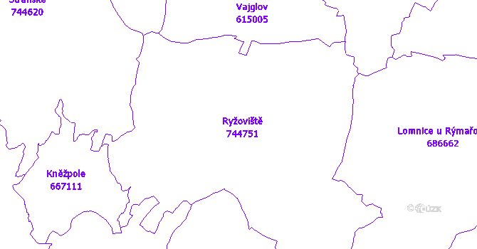 Katastrální mapa Ryžoviště