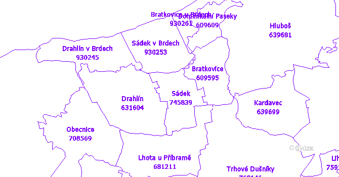 Katastrální mapa Sádek