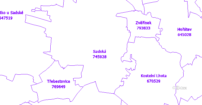 Katastrální mapa Sadská