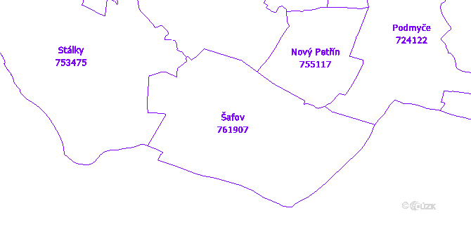 Katastrální mapa Šafov
