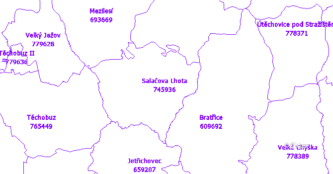 Katastrální mapa Salačova Lhota