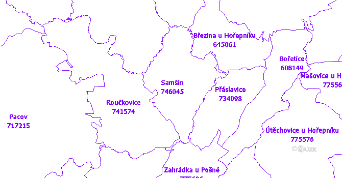 Katastrální mapa Samšín