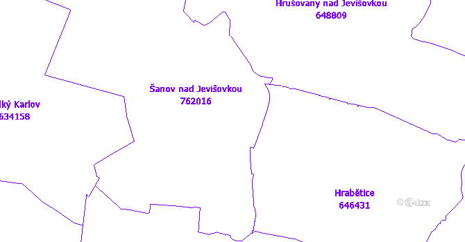 Katastrální mapa Šanov