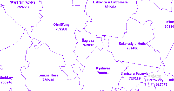 Katastrální mapa Šaplava