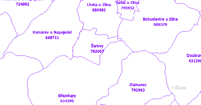 Katastrální mapa Šarovy