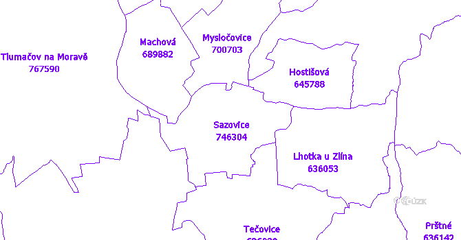 Katastrální mapa Sazovice