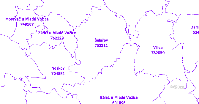 Katastrální mapa Šebířov