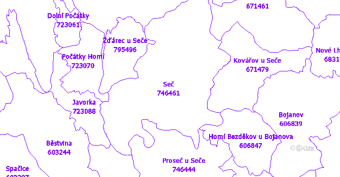 Katastrální mapa Seč