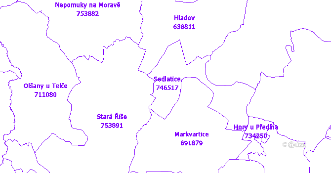 Katastrální mapa Sedlatice