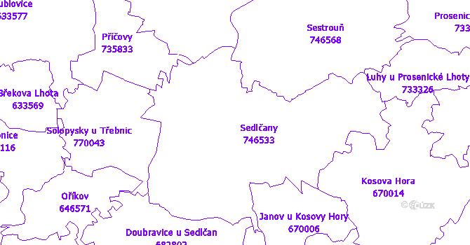 Katastrální mapa Sedlčany