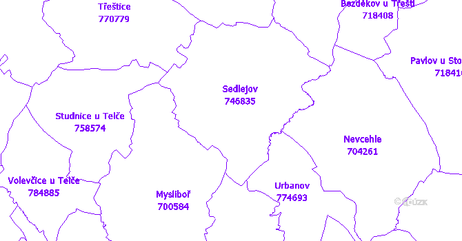 Katastrální mapa Sedlejov