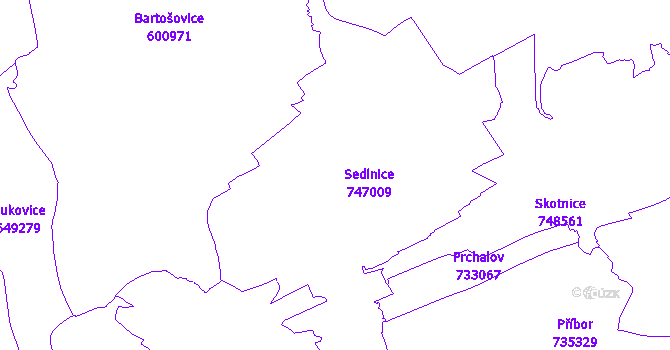 Katastrální mapa Sedlnice
