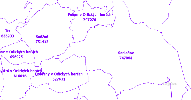 Katastrální mapa Sedloňov