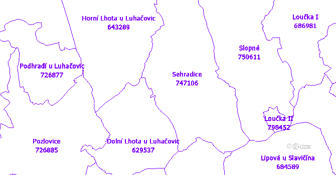 Katastrální mapa Sehradice