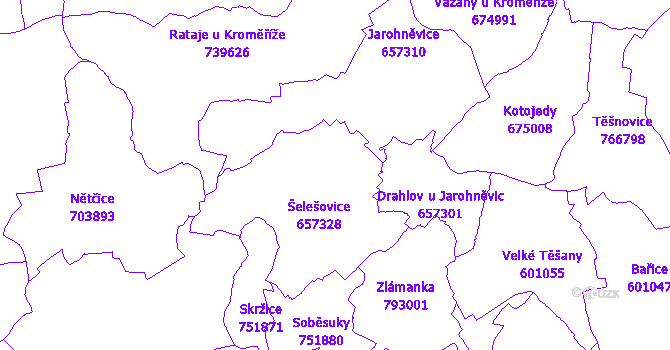 Katastrální mapa Šelešovice