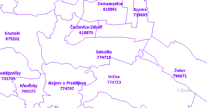 Katastrální mapa Seloutky