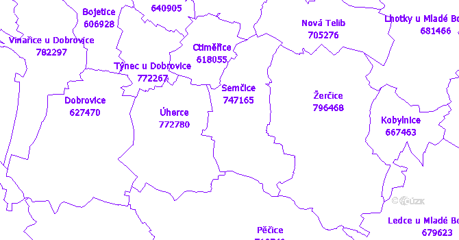 Katastrální mapa Semčice