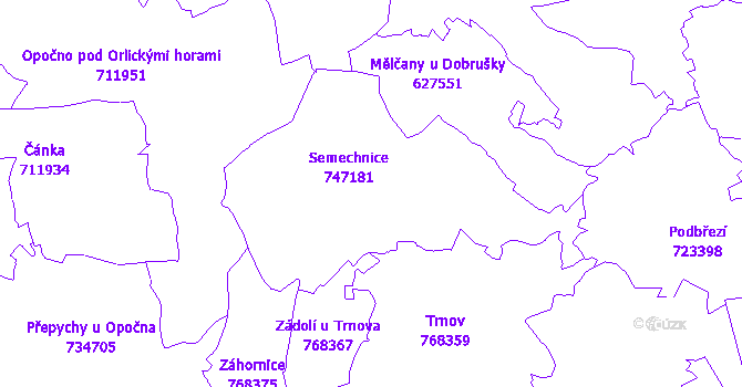 Katastrální mapa Semechnice