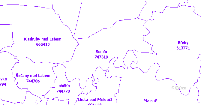 Katastrální mapa Semín
