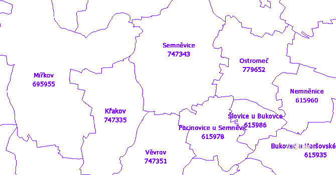 Katastrální mapa Semněvice