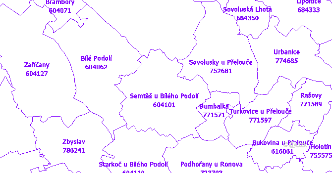 Katastrální mapa Semtěš