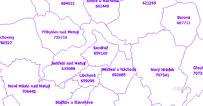 Katastrální mapa Sendraž