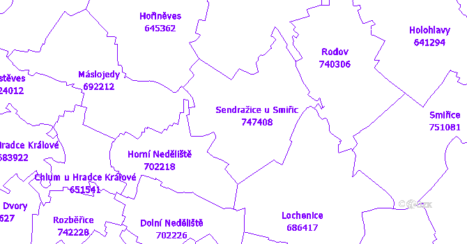 Katastrální mapa Sendražice