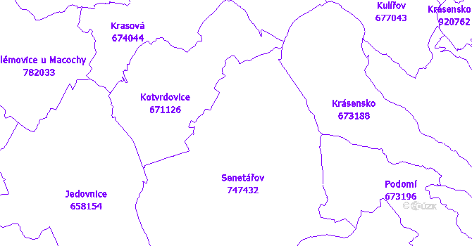 Katastrální mapa Senetářov