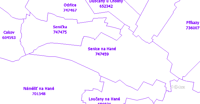 Katastrální mapa Senice na Hané