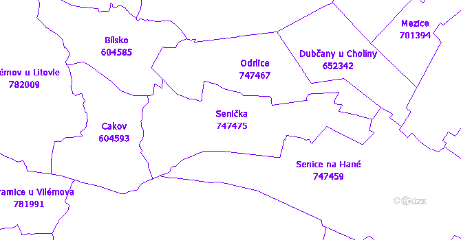 Katastrální mapa Senička