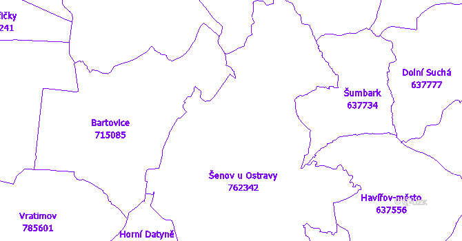 Katastrální mapa Šenov