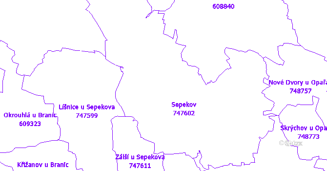 Katastrální mapa Sepekov