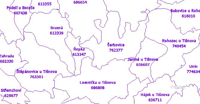 Katastrální mapa Šerkovice