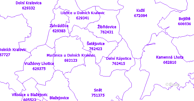 Katastrální mapa Šetějovice