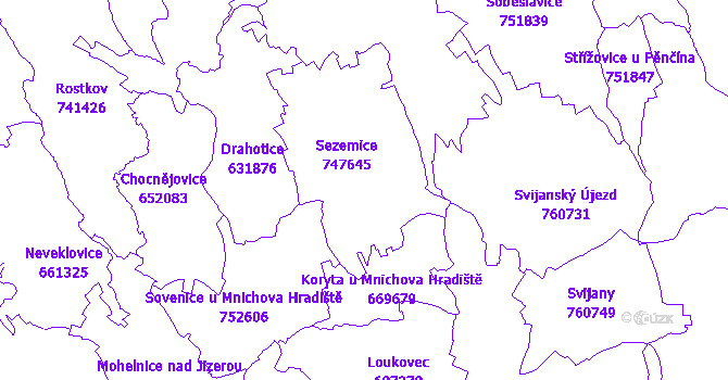 Katastrální mapa Sezemice